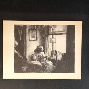 Edward Hopper "East Side Interior" 1930s Art Print Treasury Collection Sketch